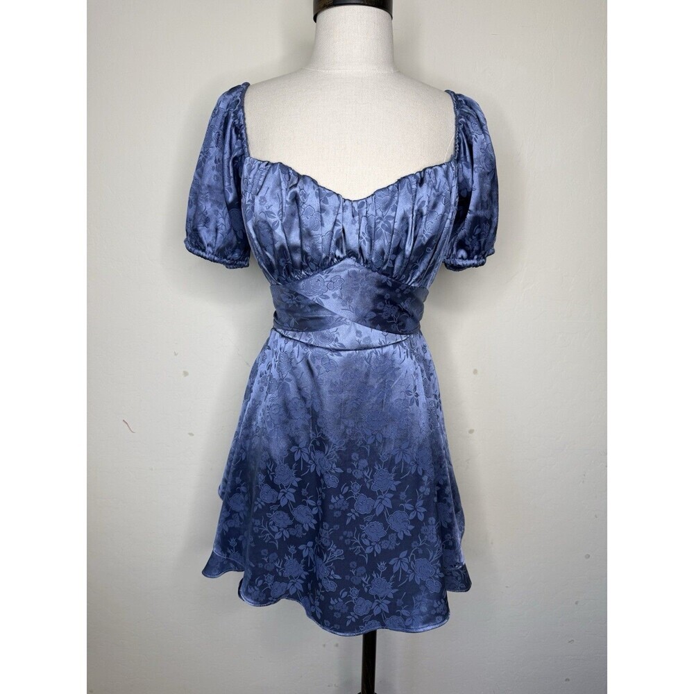 B Darlin Sz 12 Y2K Romantic Floral Sweetheart Satin Mini Dress Fairy Hoco Whimsy
